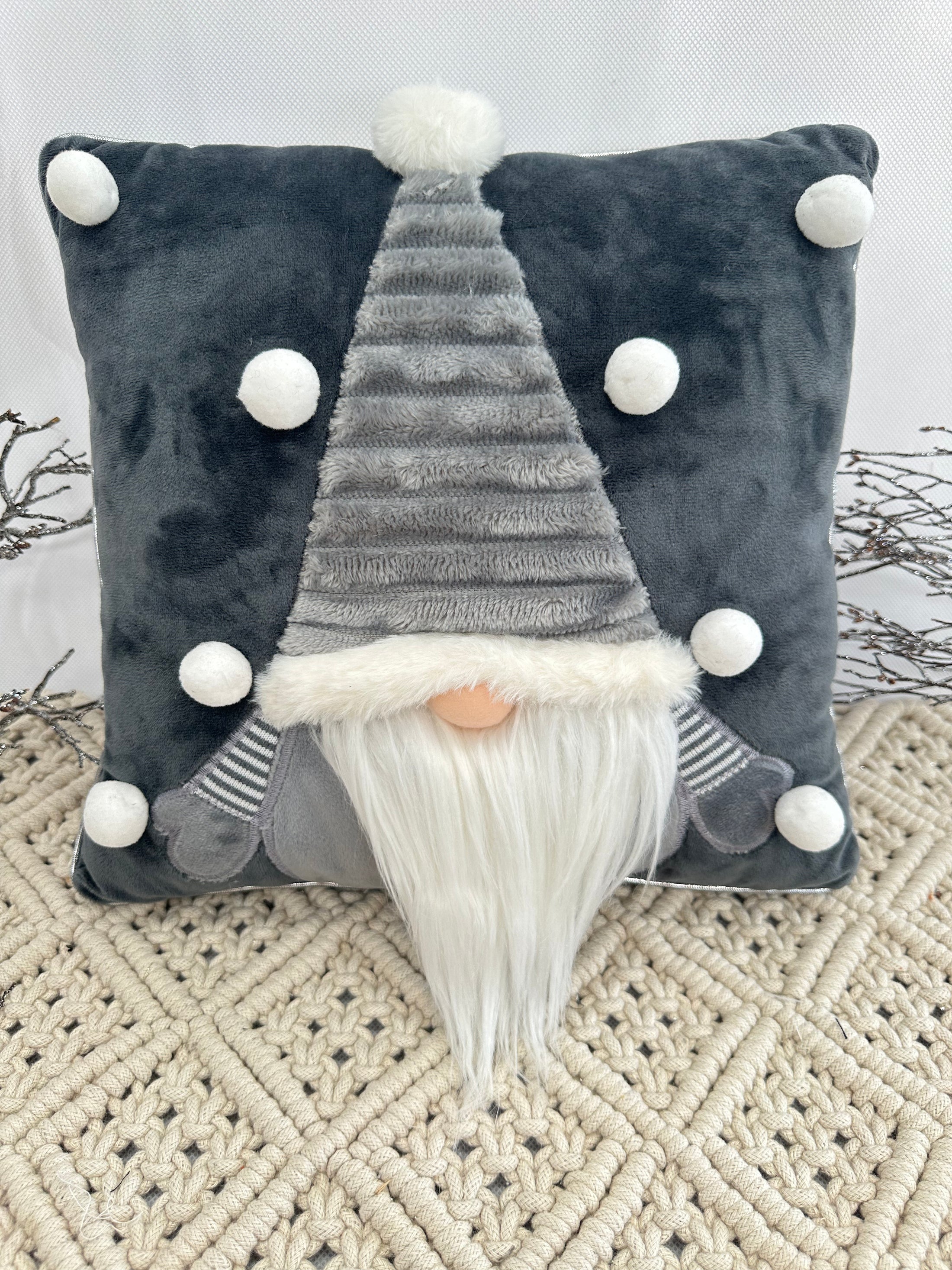 The Grey Luxury Gonk Christmas Cushion