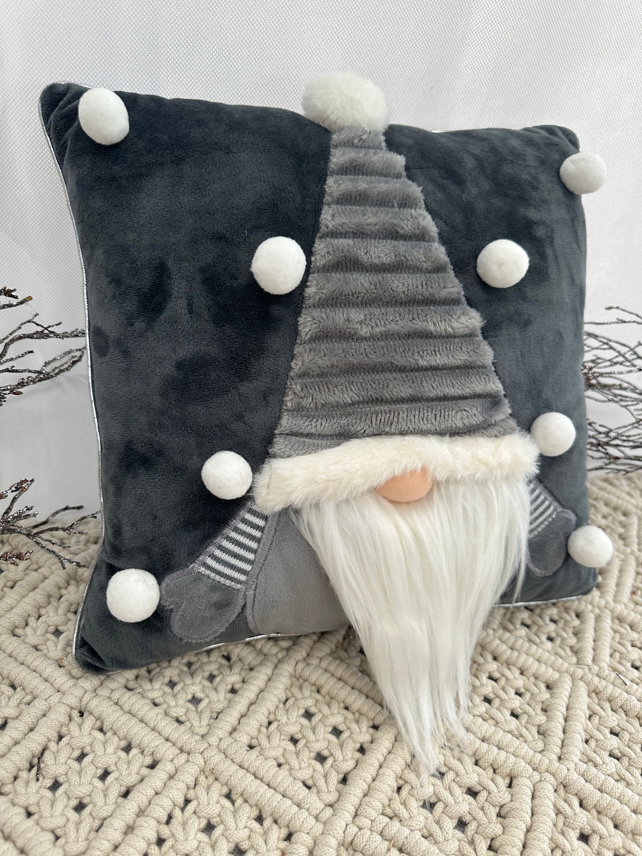 The Grey Luxury Gonk Christmas Cushion