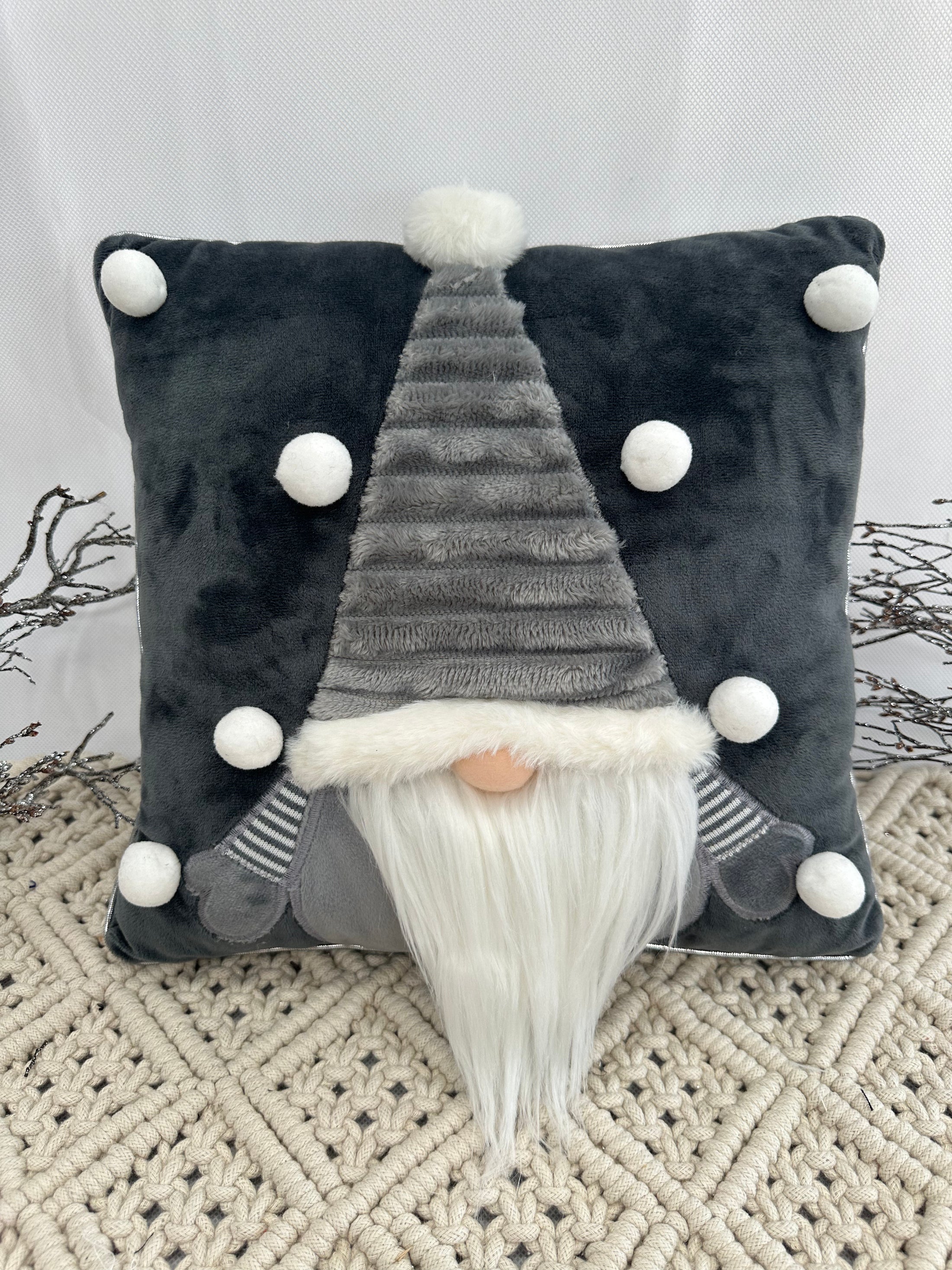 The Grey Luxury Gonk Christmas Cushion