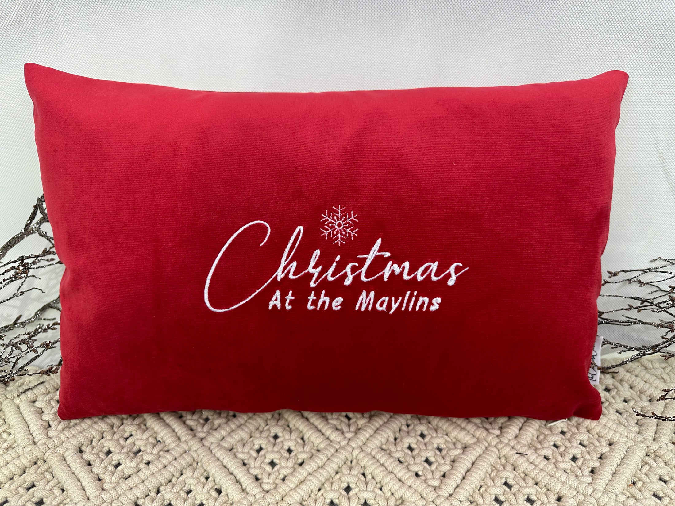 The Luxury Red Velvet Personalised Christmas at the Cushion