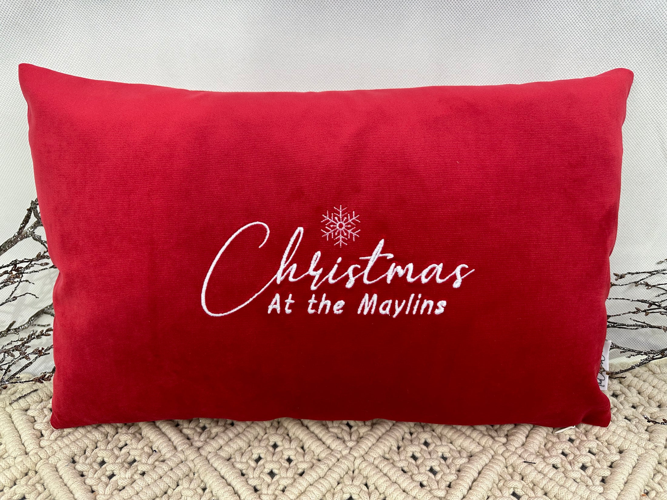 The Luxury Red Velvet Personalised Christmas at the Cushion