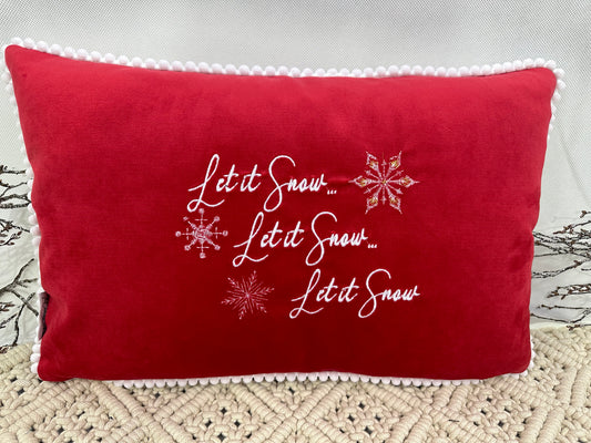 The Luxury Red Velvet Let It Snow, Let It Snow, Let it Snow Cushion