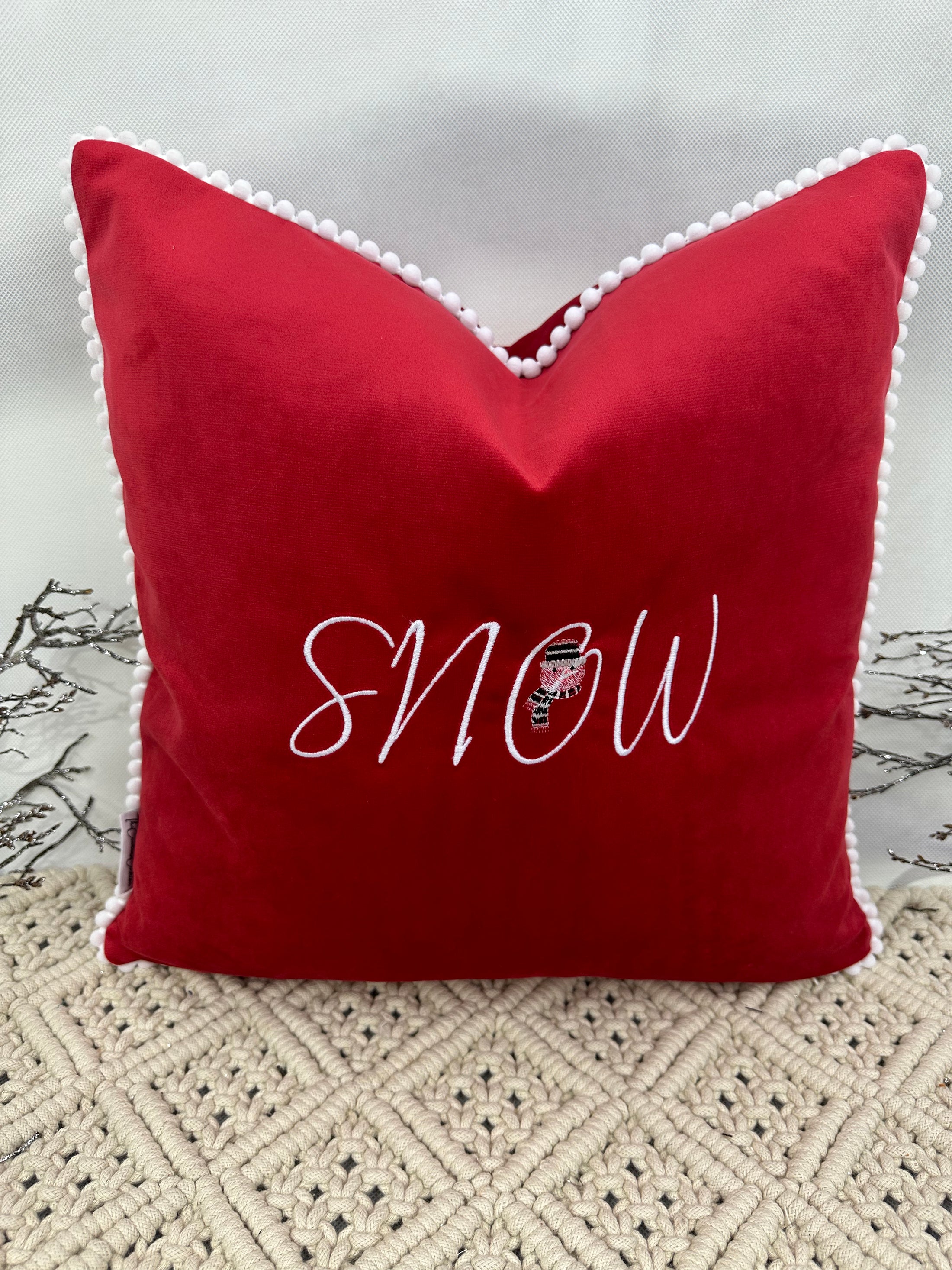 The Luxury Red Velvet Snow Cushion