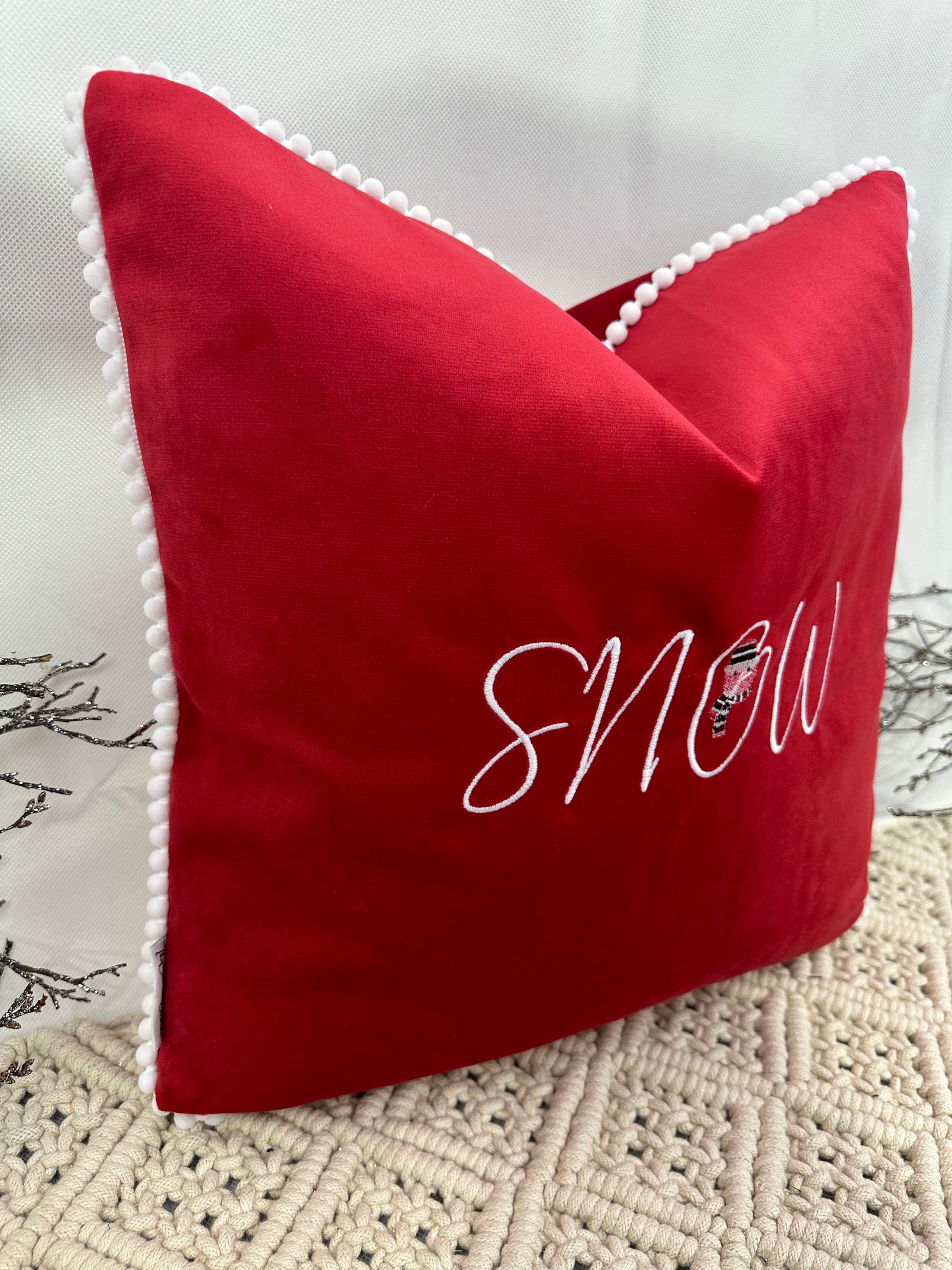 The Luxury Red Velvet Snow Cushion