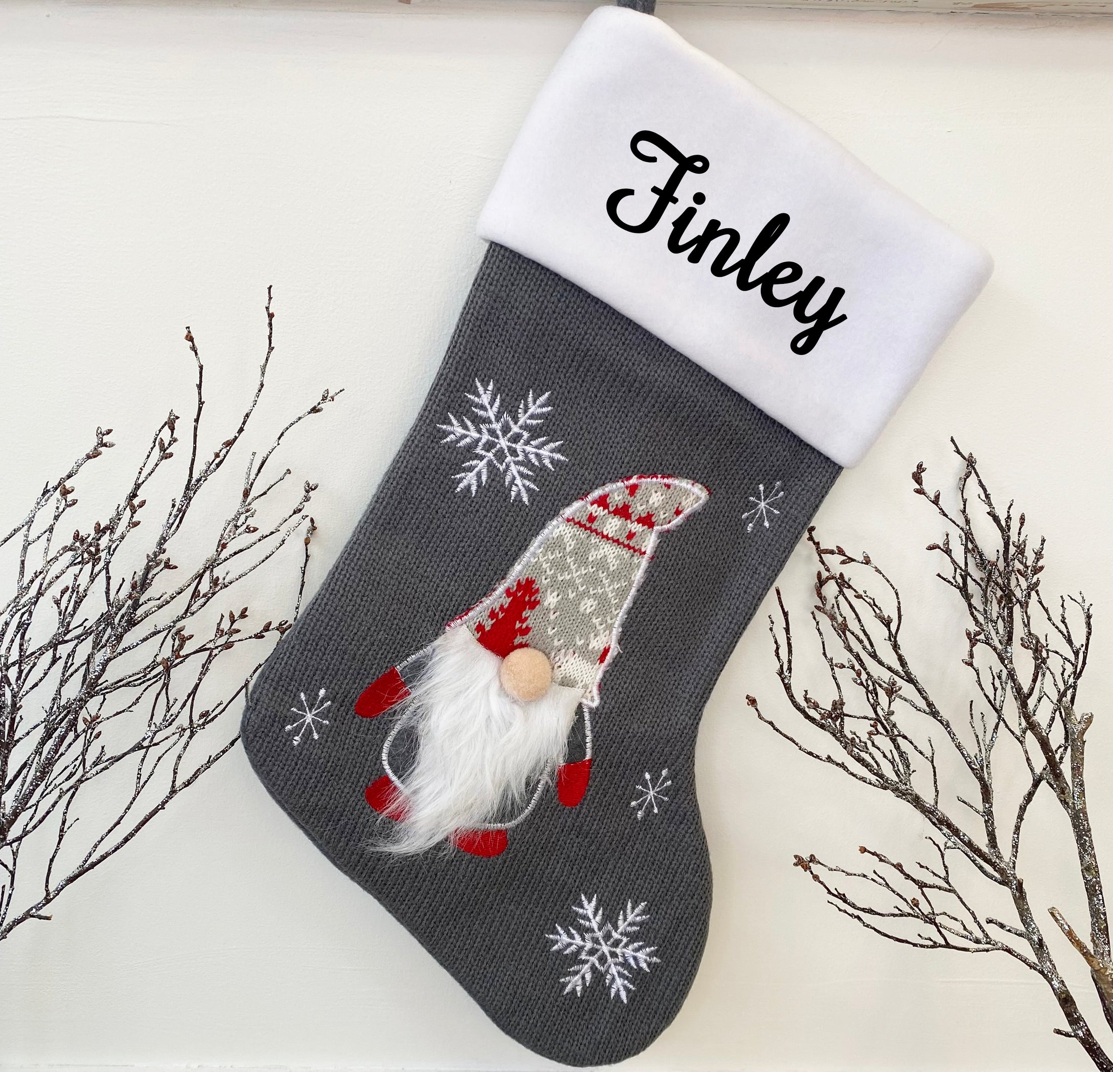 The Luxury Personalised Christmas Gonk Stocking - Grey