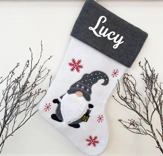 The Luxury Personalised Christmas Gonk Stocking - White