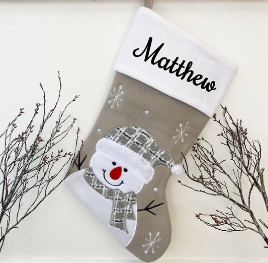 The Luxury Personalised Christmas Woolly Snowman Stocking