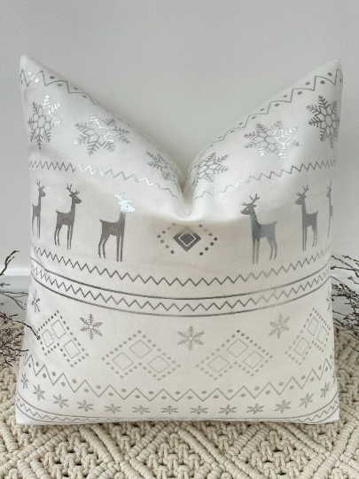 Luxury Christmas Silver White Cushions