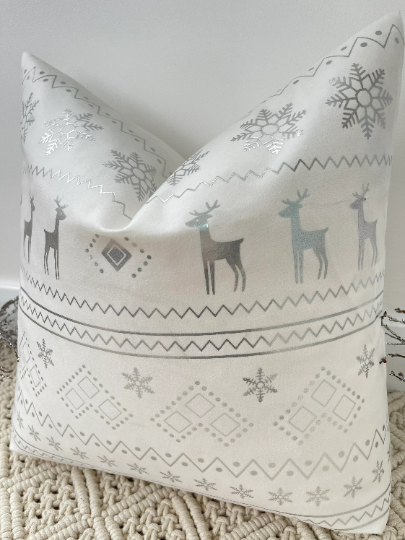 Luxury Christmas Silver White Cushions