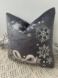 Load image into Gallery viewer, The Grey Bow and Snowflake Christmas Soft Velvet Cushion
