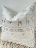 Load image into Gallery viewer, The White Reindeer and Silver Snowflake Christmas Soft Velvet Cushion
