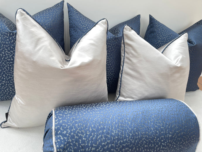 Navy and silver cushions sales
