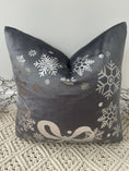Load image into Gallery viewer, The Grey Bow and Snowflake Christmas Soft Velvet Cushion
