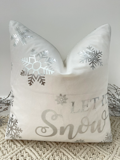 Let It Snow Luxury Silver Grey Christmas Cushions