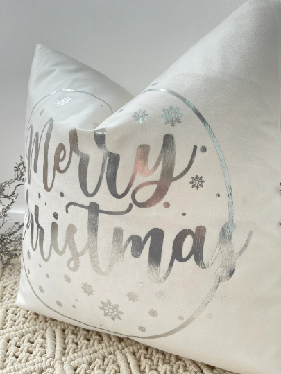 Merry Christmas Luxury Silver Grey Christmas Cushions