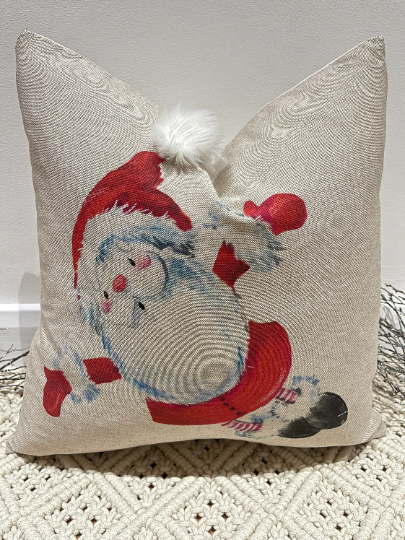 Luxury Christmas Santa Claus Cushion Faux Fur Bauble