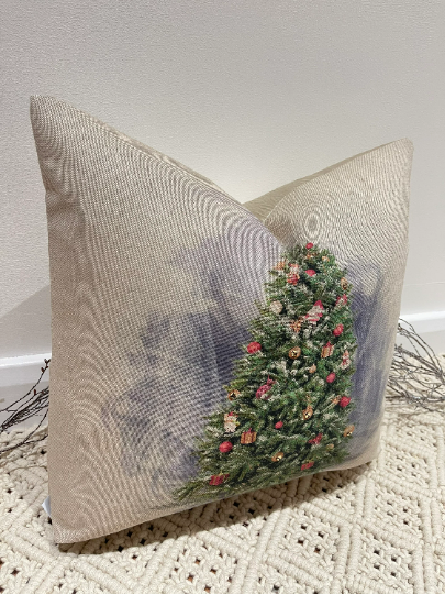 Luxury Christmas Tree Cushion Faux Fur Bauble Cushion