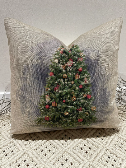 Luxury Christmas Tree Cushion Faux Fur Bauble Cushion